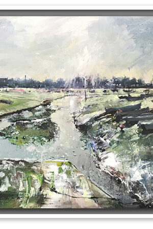 Image of large mixed media work by nic cowper of emsworth harbour